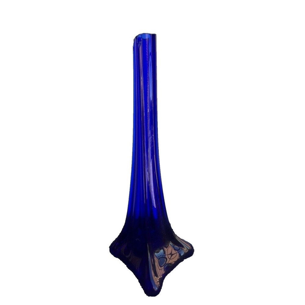 Cobalt Art Glass Eiffel Tower Minimalist Vase